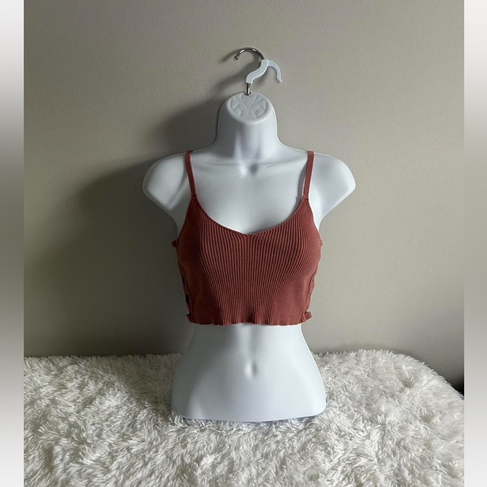 Forever 21 cutout ribbed mauve crop top